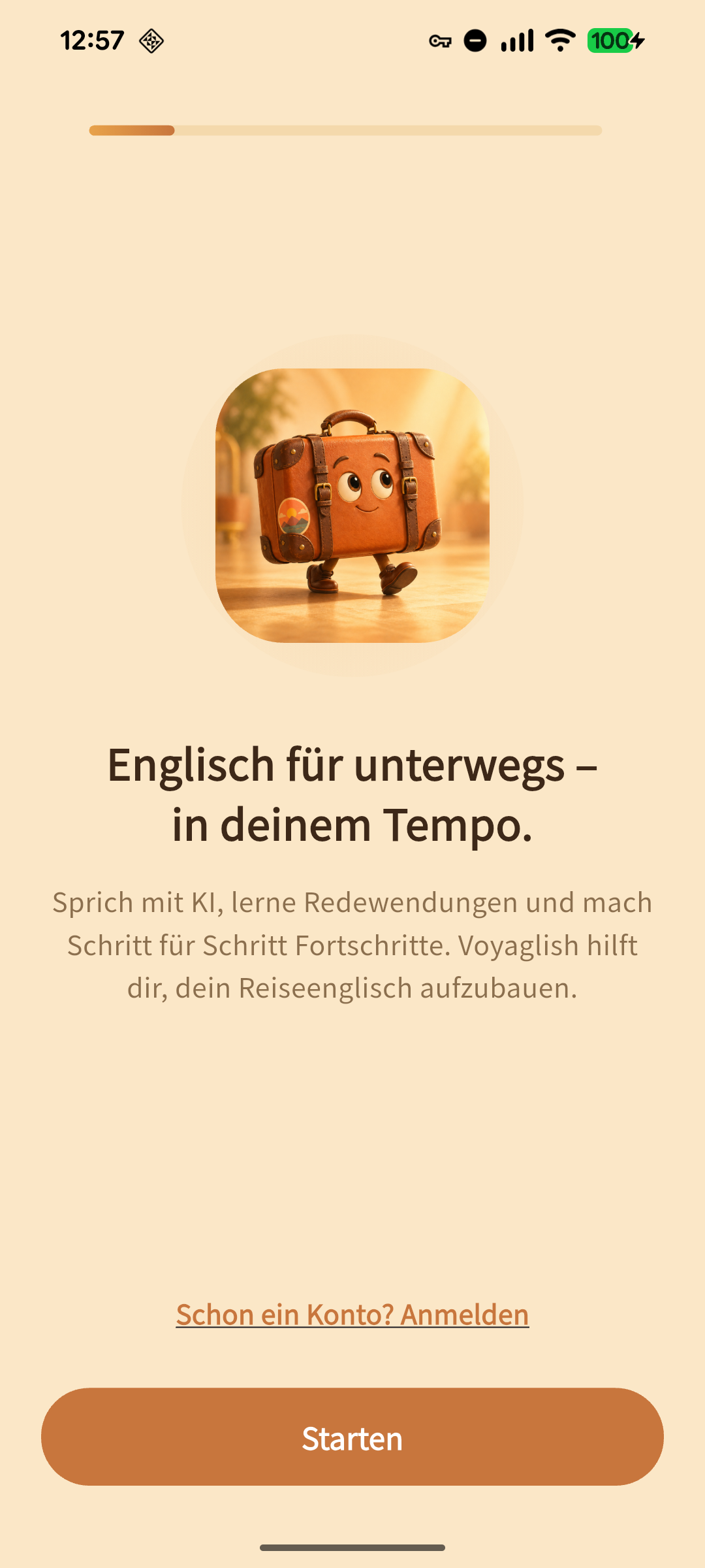 Onboarding-Screen von Voyaglish