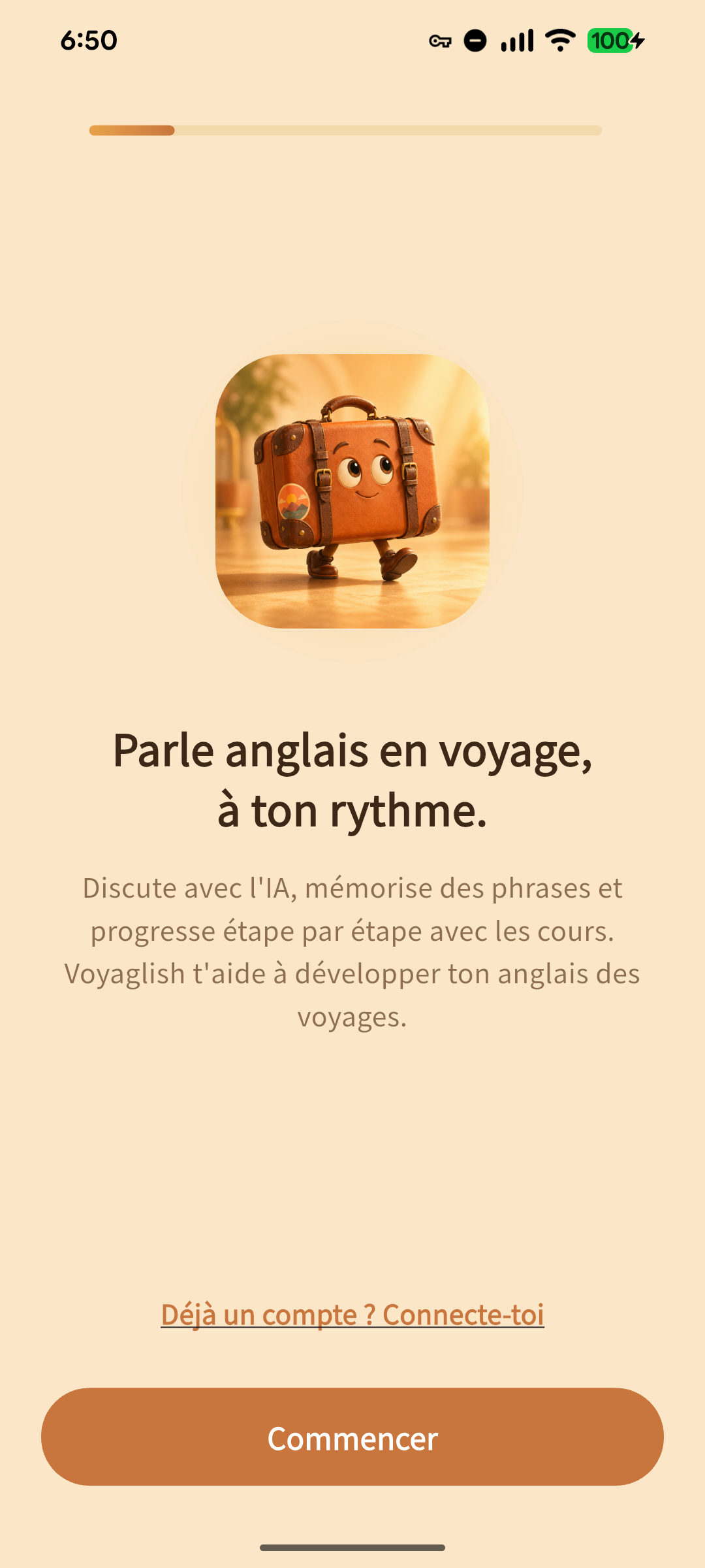 Écran d'accueil de Voyaglish