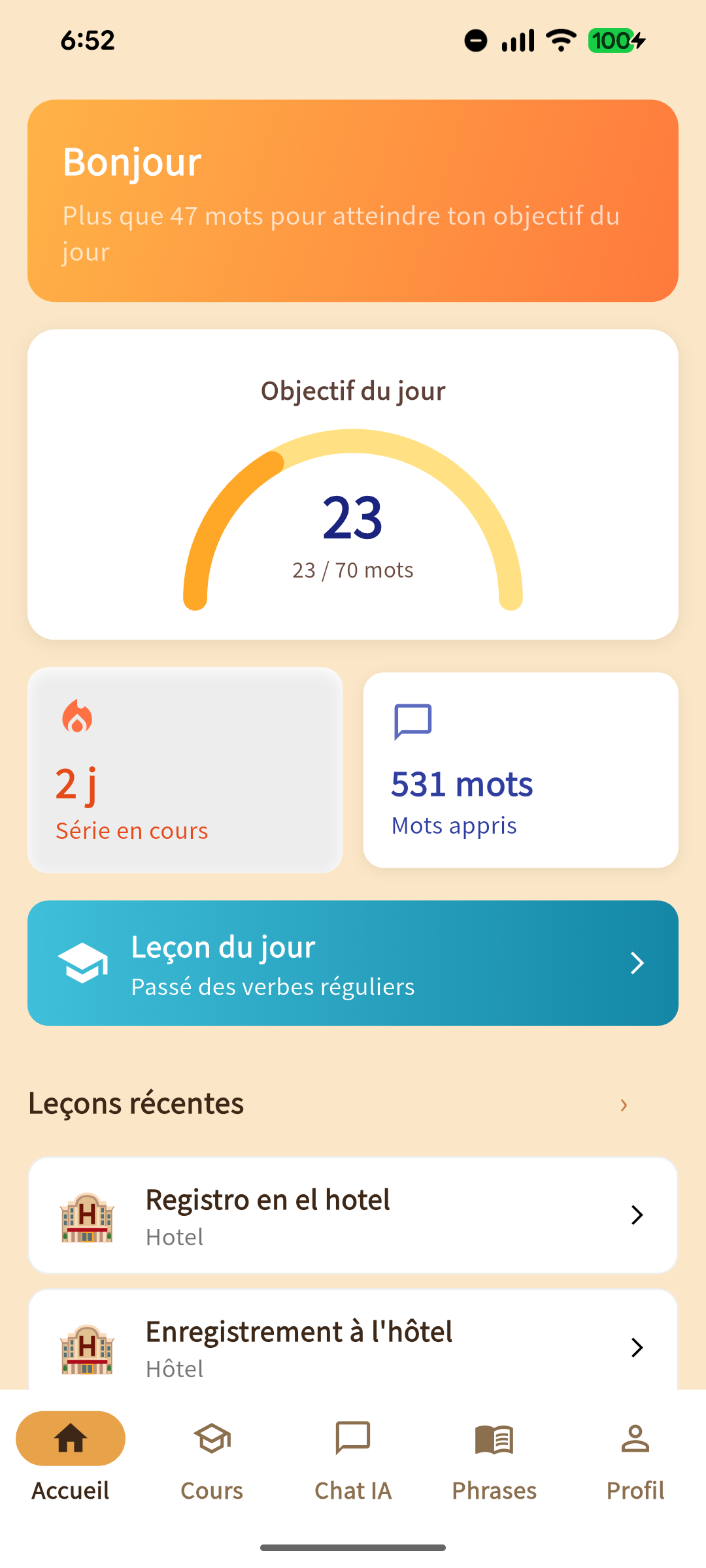 Écran de l'application 1